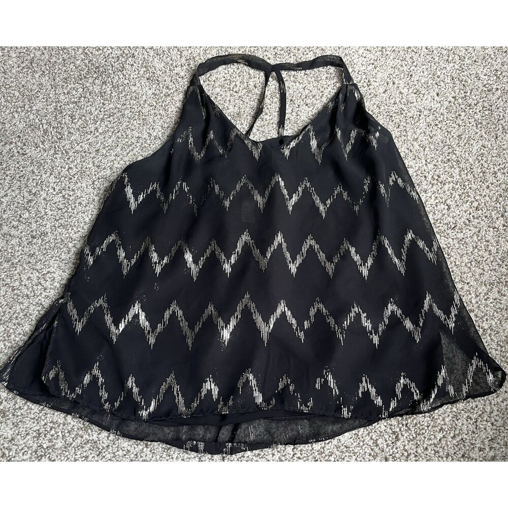Women's Forever 21 Black Chevron Flowy Tank Top, Large